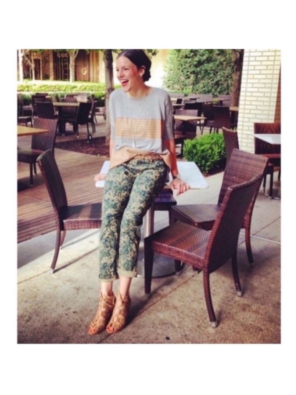 Anthropologie Hei Hei Sylvan Camo Moto Pants Sz 31 Camo Casual Ankle length